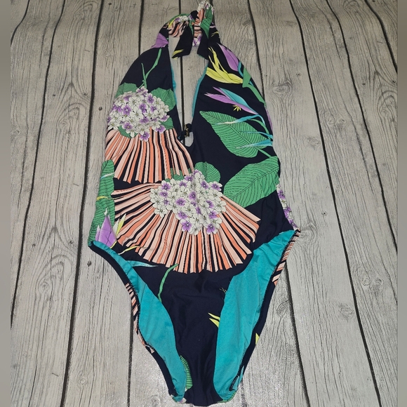 Trina Turk Blue Midnight Multicolor One Piece Swimsuit L77648 Size 12 - Picture 4 of 10